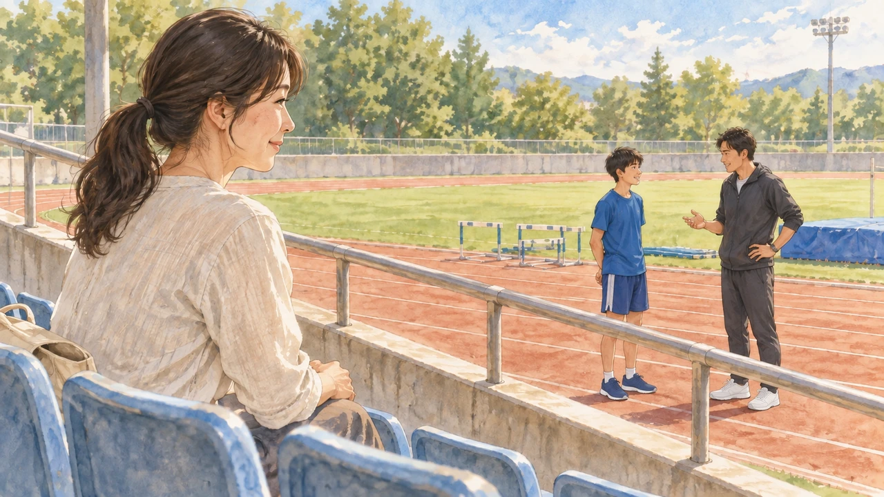 指導をコーチに任せて成長を見守る保護者(イラスト)